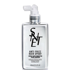 Samnyte anti-frizz smoothing spray bottle for humidity control and shine.