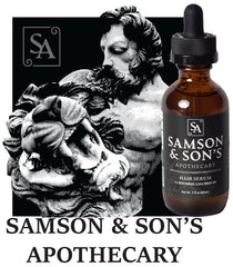 Samson's Apothecary serum texture close-up showing silky consistency.
