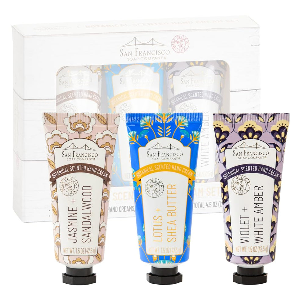 San Francisco Soap Company Violet & White Amber hand cream with a soft scent and smooth finish.