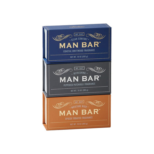 San Francisco Soap Company Man Bar Coastal Driftwood close-up showing fresh scent and lather.