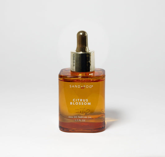 Sand + Fog Citrus Blossom bottle dropper for precise, personal fragrance application.
