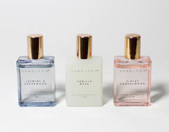 Sand + Fog Vanilla Musk roller perfume offers warm, sensual notes for evening layering.