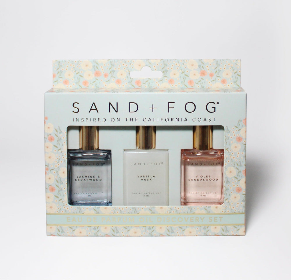 Sand + Fog Violet Sandalwood roller perfume for daily wear with floral-woody balance.