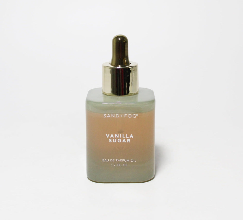 Sand + Fog Vanilla Sugar oil bottle for subtle, long-lasting daily fragrance.