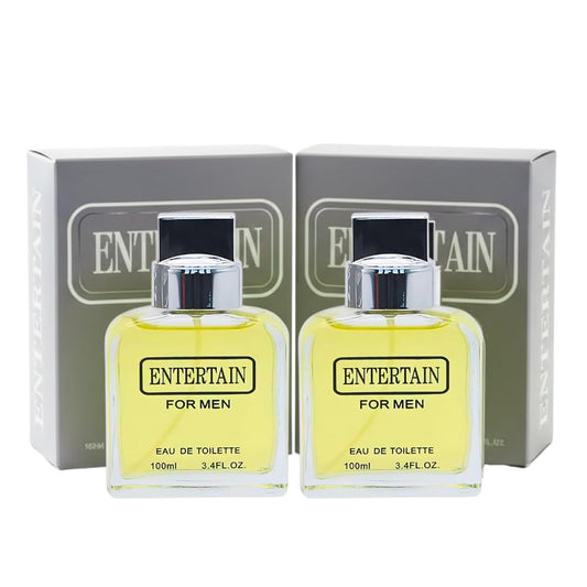 Sandora Fragrances Entertain for Men duo bottle setup showing two premium colognes for daily rotation.