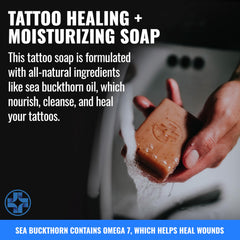 Saniderm Face & Body Bar citrus packaging suggests convenient, gentle tattoo cleansing
