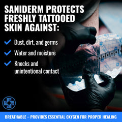 Saniderm Flex polyurethane layer resists tearing during removal.