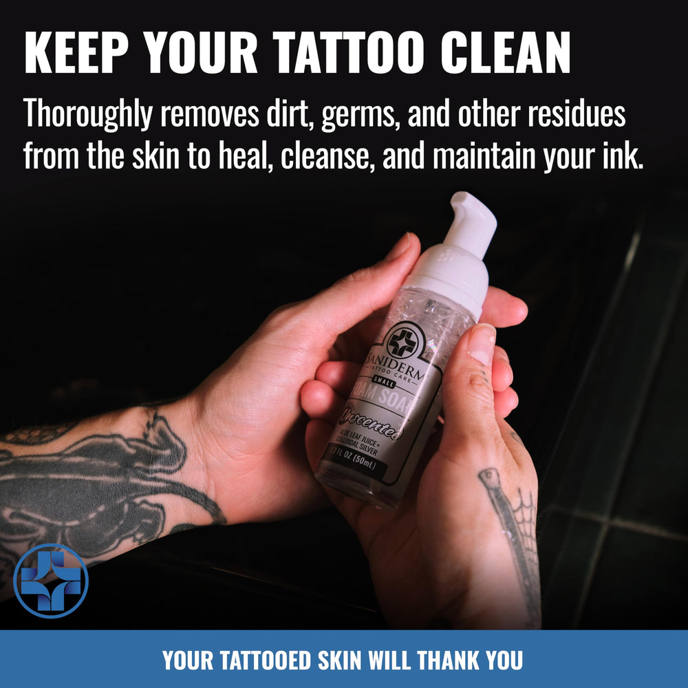Sea buckthorn oil in Saniderm Soap nourishes tattooed skin.