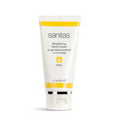 Sanitas Brightening Hand Cream bottle with vitamin C formula for daily care.