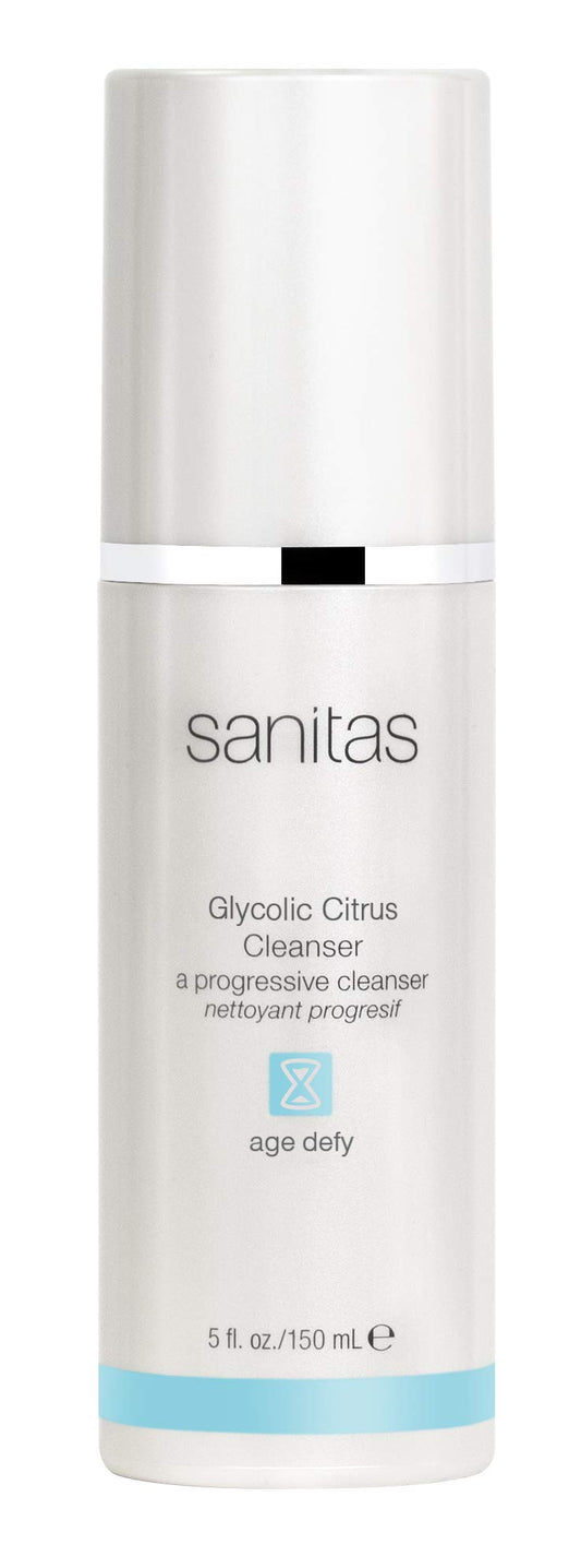 Sanitas Glycolic Citrus Cleanser bottle—promises brighter, smoother skin with gentle exfoliation.