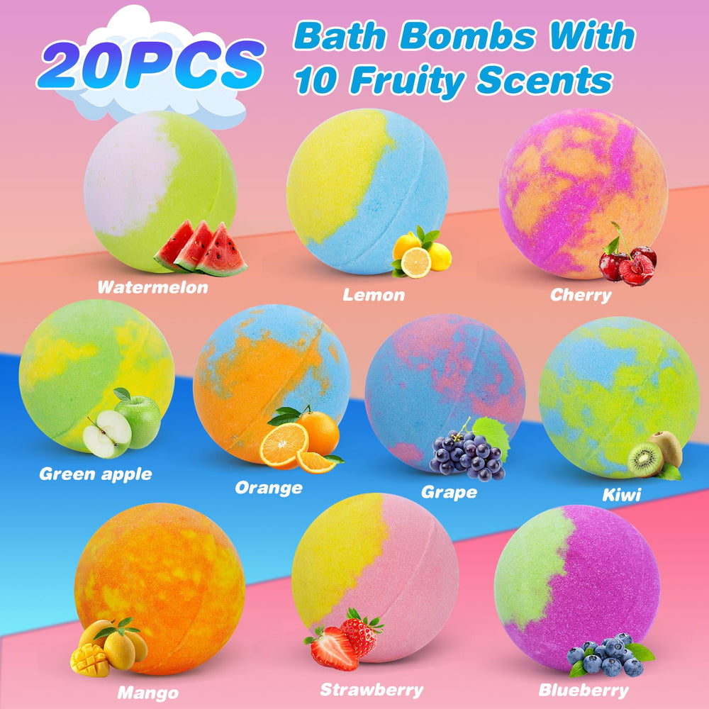Santrela bath bombs feature scents like blueberry and strawberry