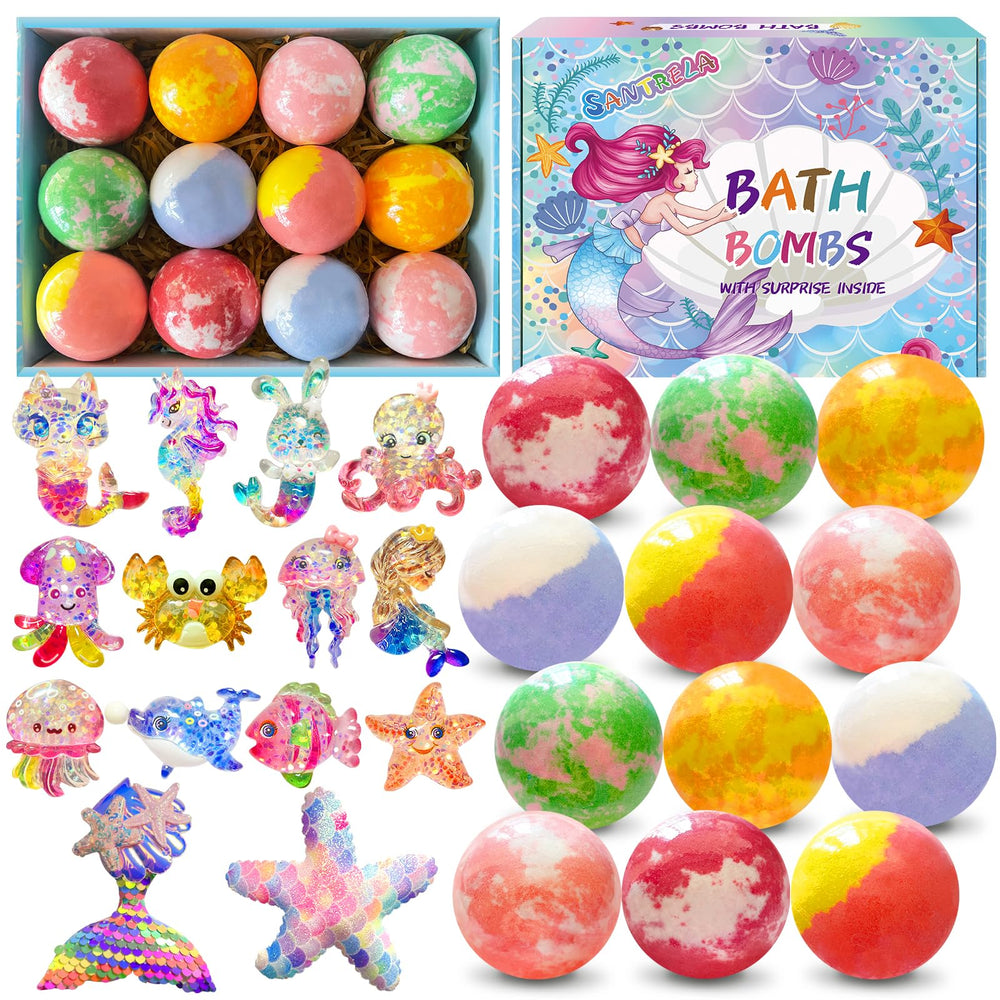 Santrela kids bath bombs pack with surprise toys inside for playful baths