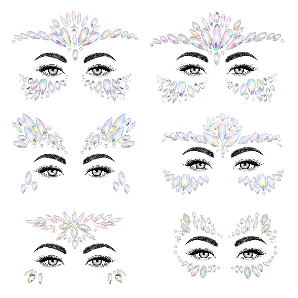 SAOROPEB Mermaid Face Gems: 3D rainbow rhinestones for festival looks