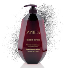 Saphira Healing Repair Conditioner bottle pour for easy, mess-free application.