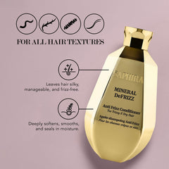 Saphira Mineral DeFrizz conditioner pump close-up for precise dispensation.