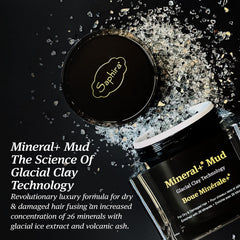 Saphira Mineral+ Mud applied along hair strands for distribution.