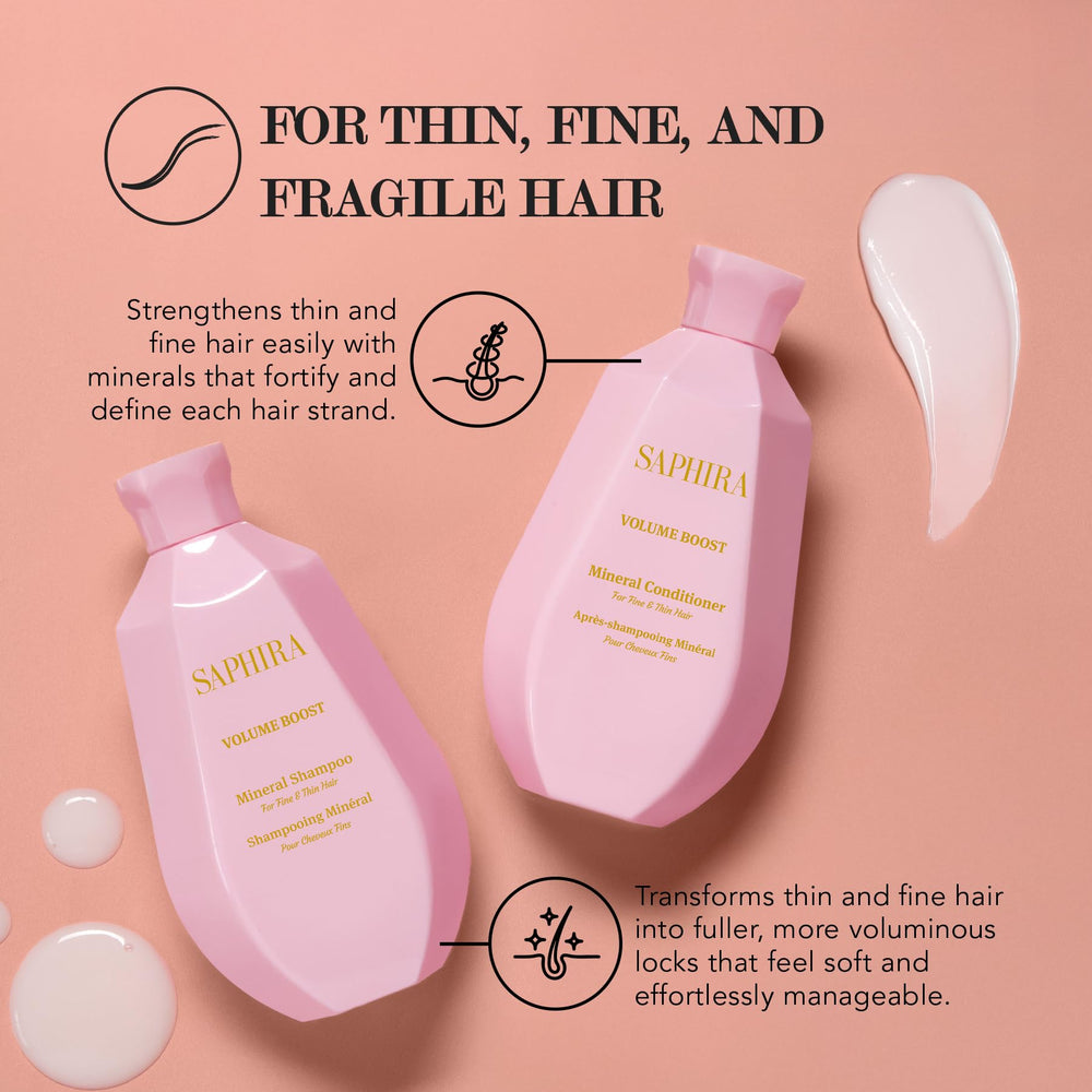 Saphira Volume Boost Conditioner bottle offering detangling and smoothness
