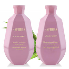 Saphira Volume Boost Shampoo bottle showing lift for fine hair