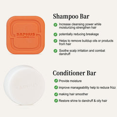 SAPHUS Argan oil conditioner bar closeup showing smooth, hydrated curls after washing