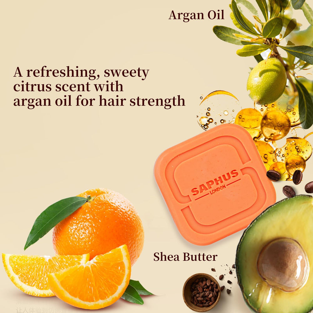SAPHUS citrus orange aroma shampoo bar capturing refreshing scent for daily use