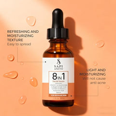 Sapi Anito 8-in-1 serum applied on the face highlights quick absorption and comfortable skin feel
