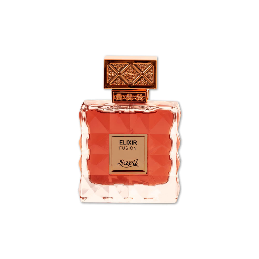 Sapil Elixir Fusion bottle portrait, sleek design for everyday luxury.
