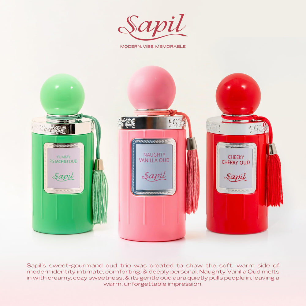 Sapil Naughty Vanilla Oud color closeup hints gourmand profile