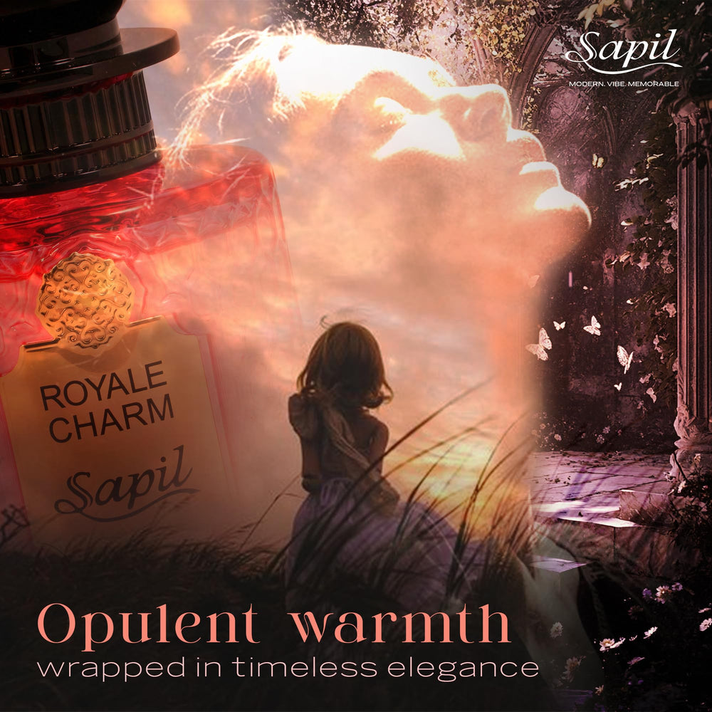 Sapil Royale Charm liquid amber glow suggests warm scent for day or night