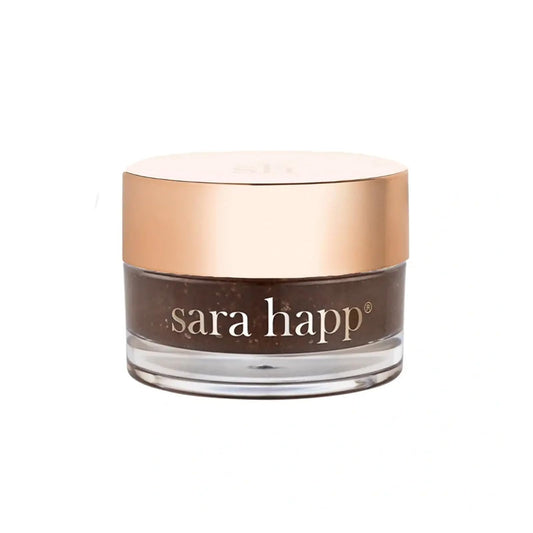 Sara Happ Lip Scrub brown sugar jar ready for gentle exfoliation and soft lips.