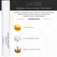 Sarah Maxwell LAYER keratin bottle closeup highlighting keratin-rich formula