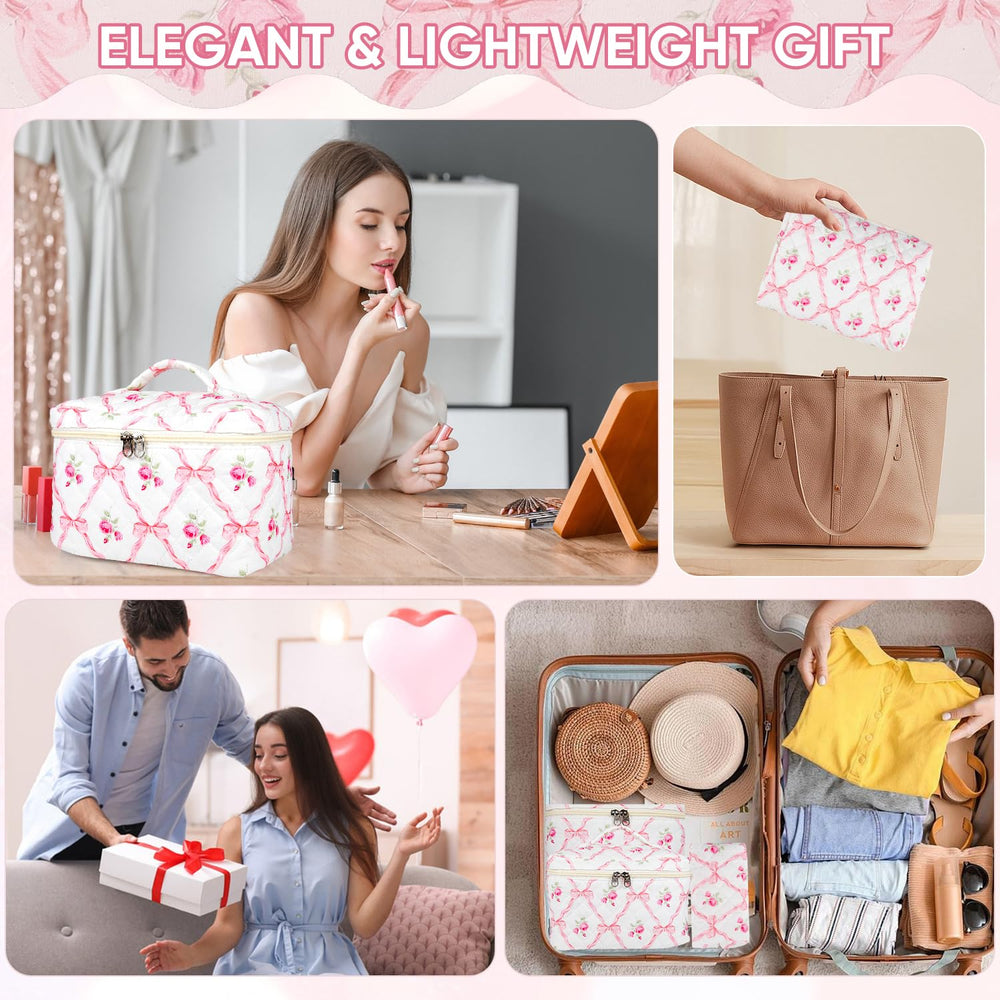 Sarrany quilted cosmetic bag in floral style adds charm to your routine.