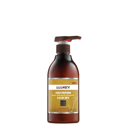 Saryna Key Damage Repair Light Shampoo bottle highlighting nourishing formula for dry hair