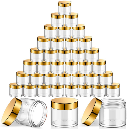SATINIOR 36-pack 10oz jars with wide mouths and gold lids for easy filling.