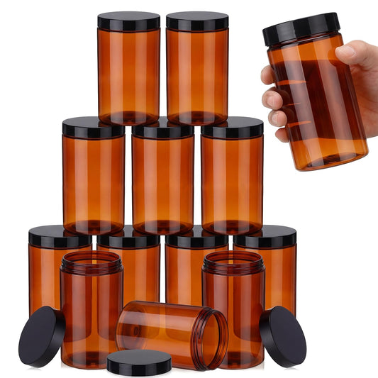 SATINIOR amber 32oz jar with screw-on lid for travel toiletries.
