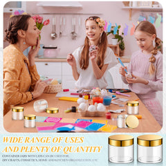 SATINIOR clear jars for cosmetics storage with contents visible.