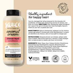Sauce Beauty Coconut Cream Conditioner tropical fragrance in shower scene.