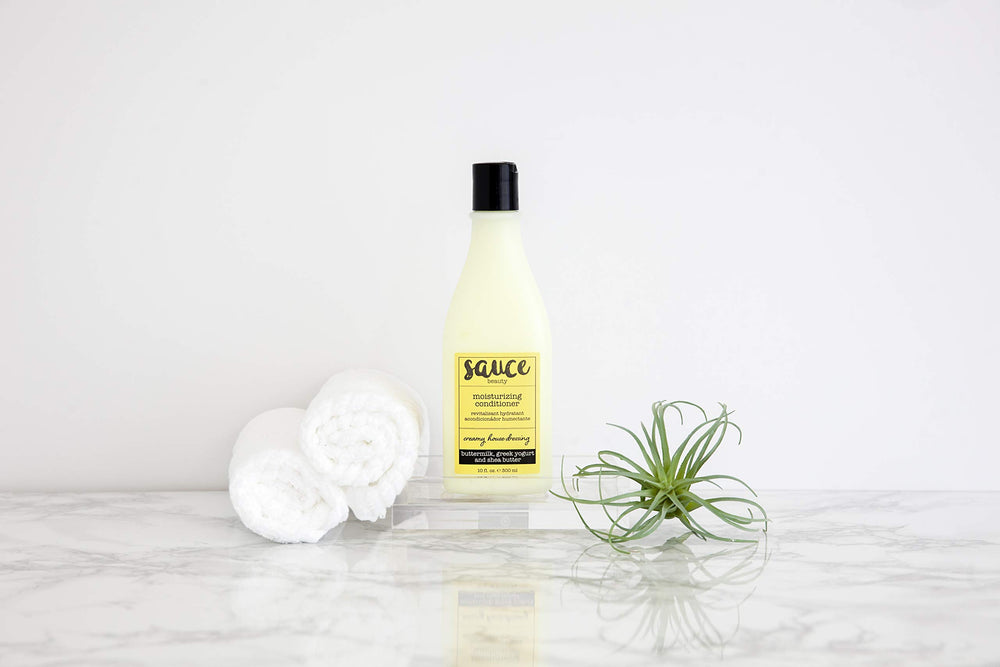 Sauce Beauty Creamy House Dressing Conditioner detangles fine to medium hair with hydration.