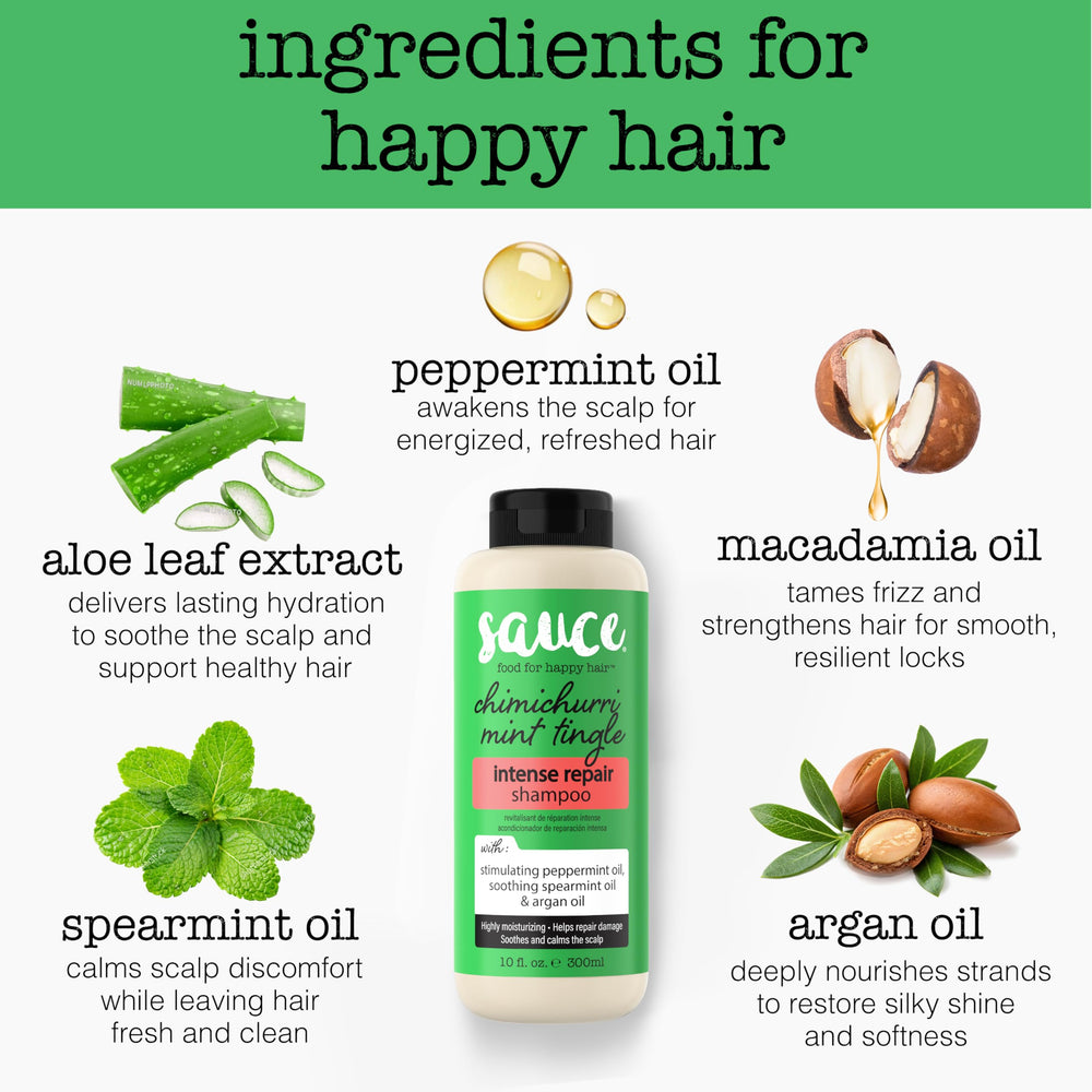 SAUCE Beauty bottle closeup highlights argan oil and natural ingredients for healthy hair care