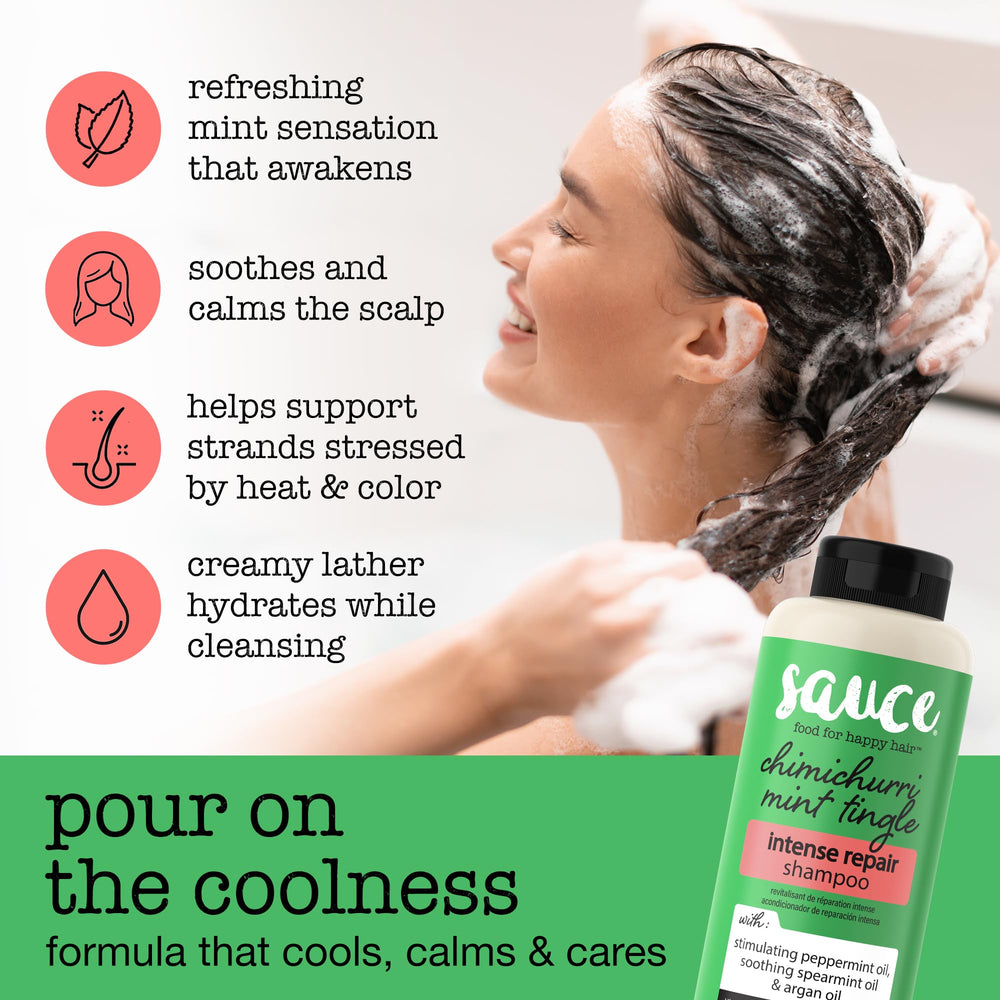 SAUCE Shampoo scalp calming action supports irritation relief during washing