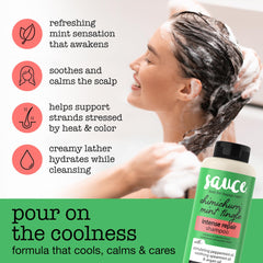 SAUCE Shampoo scalp calming action supports irritation relief during washing