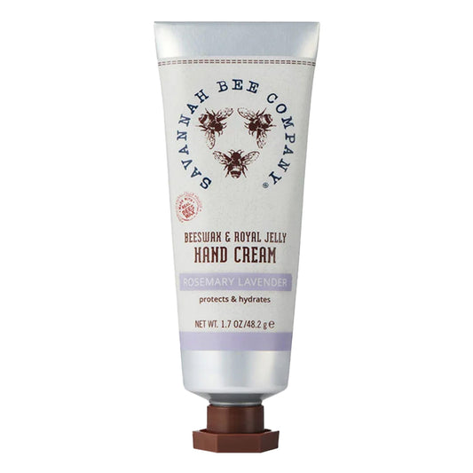 Packaging of Savannah Bee Company beeswax hand cream highlights portable hydration.