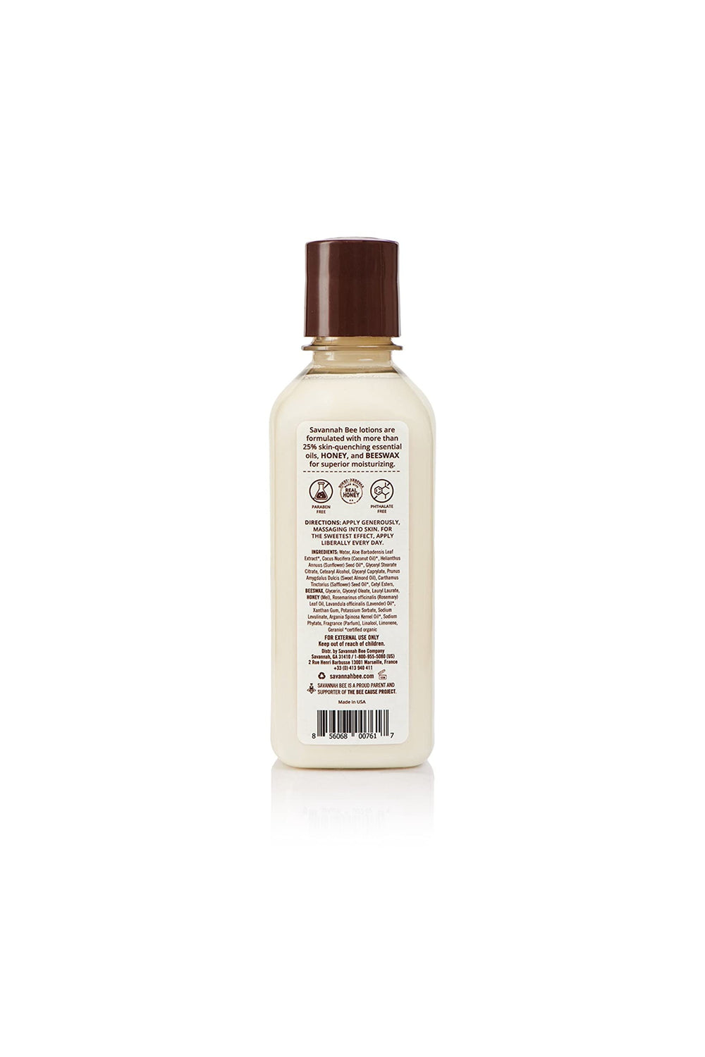Savannah Bee Honey Body Lotion rosemary lavender pump showing quick-dry formula
