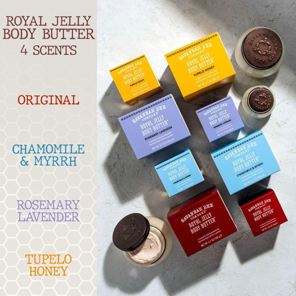 Daily-use friendly Savannah Bee Royal Jelly Body Butter for nourishing body care.