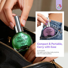 SAVILAND 12-free formula bottle close-up for peace-of-mind nail care.