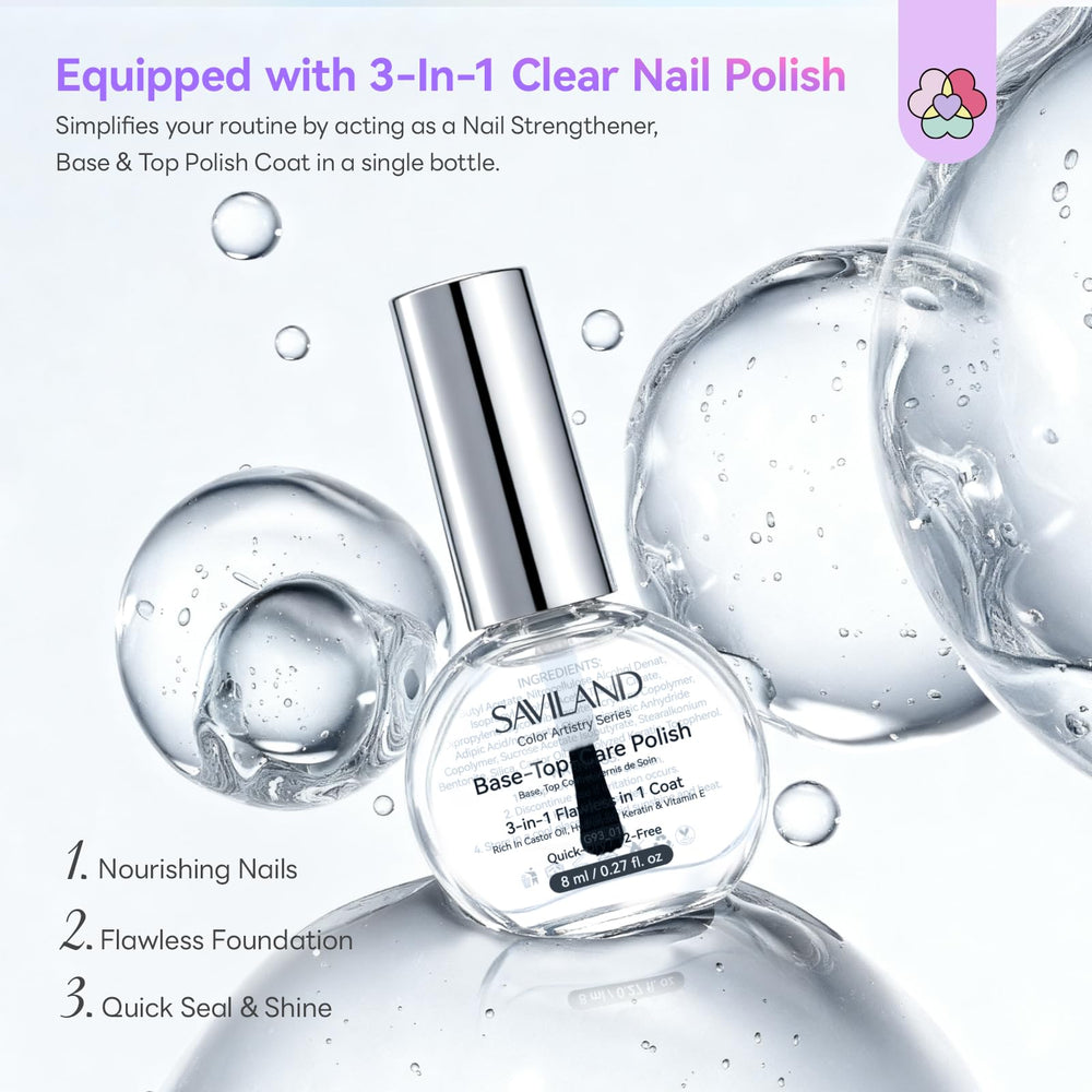 SAVILAND 3-in-1 base-top-coat delivers smooth application and long-lasting shine