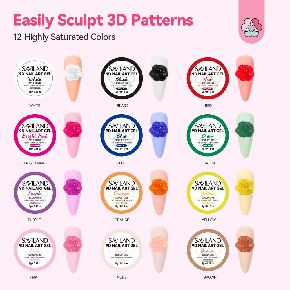 SAVILAND 3D nail art with glossy, long-lasting finish up to 30 days