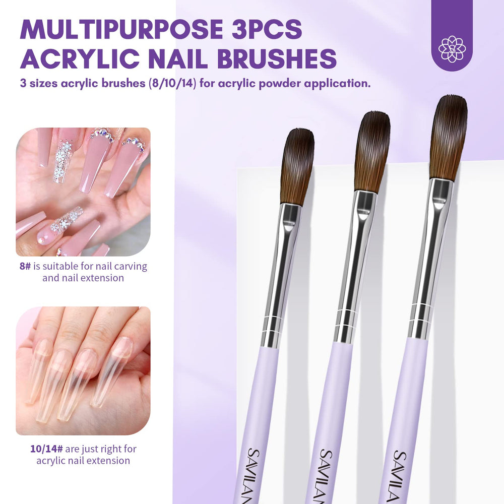SAVILAND acrylic brushes in three sizes for precise application