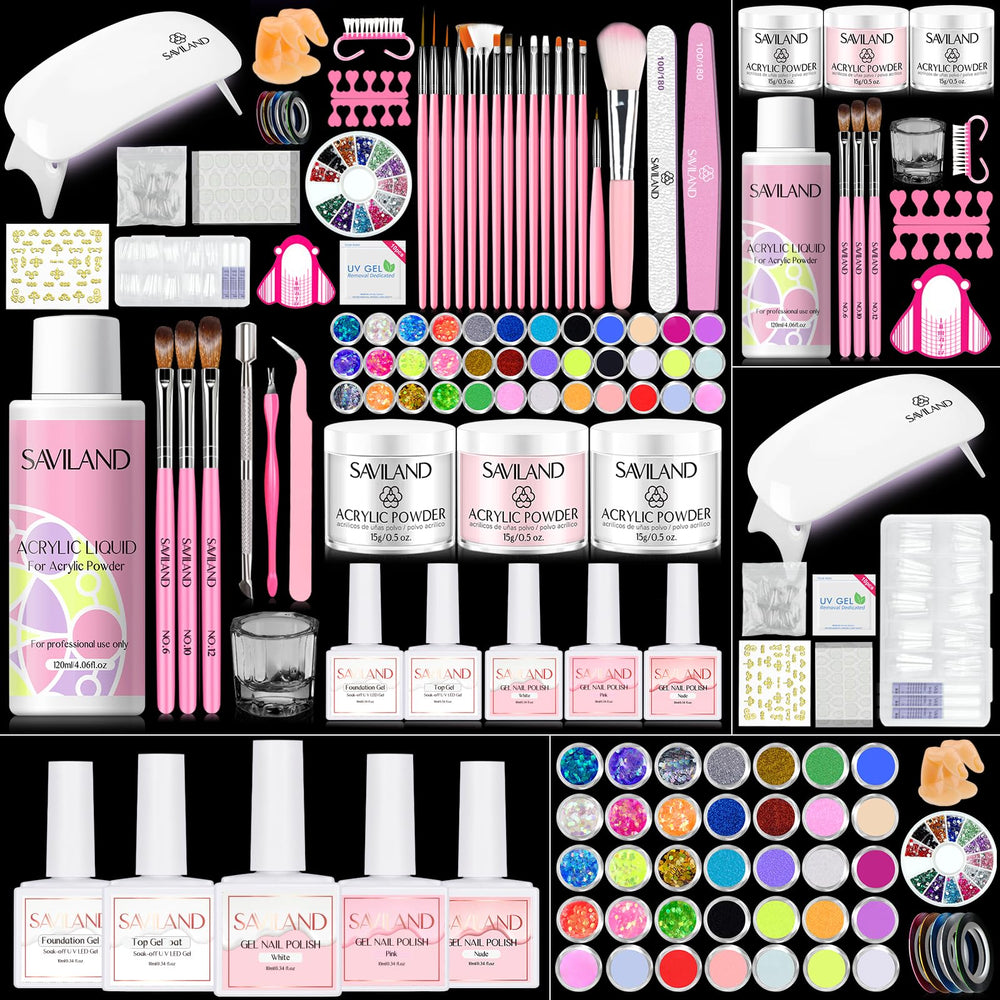 SAVILAND acrylic nail kit box contents for at-home professional nails