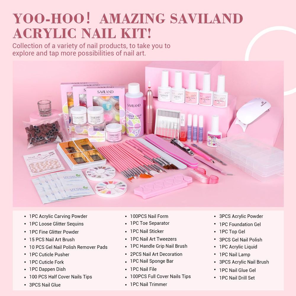 SAVILAND acrylic powders in multiple shades ready for durable nails and quick sets