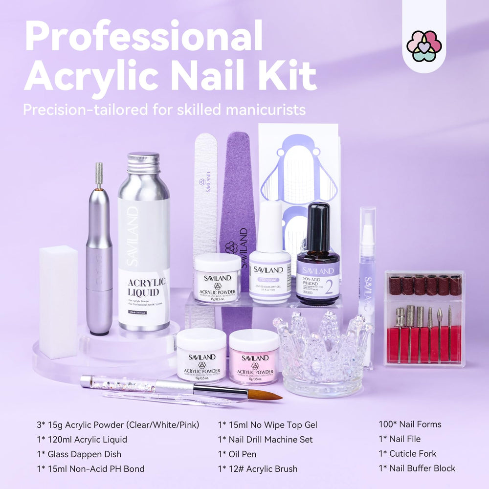 SAVILAND acrylic powder liquid set in three colors for durable extensions
